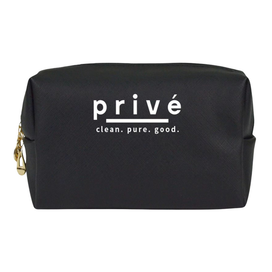 sleek black cosmetic bag by privé