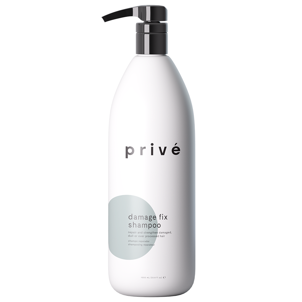 privé damage fix shampoo liter white pump bottle